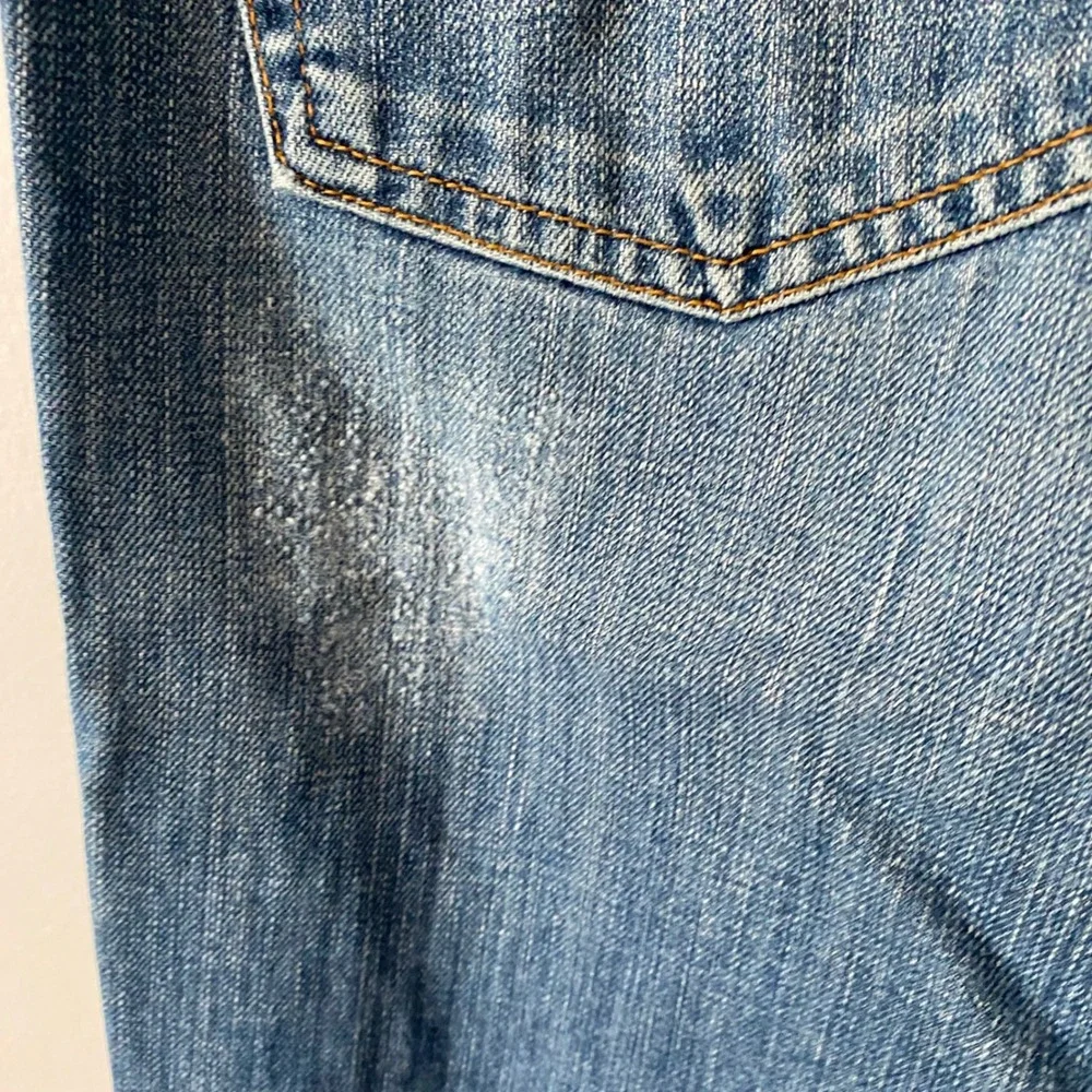 VTG Lucky Brand Slim Bootleg Distressed Jeans Men 36 Blue Button Fly Made in USA